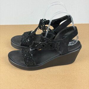 Skechers Cali Rumble On Sassier Days Wedge Sandals Womens 9 Black Slingback